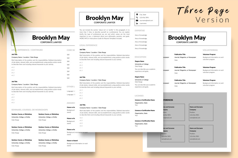 legal-resume-cv-template-for-microsoft-word-amp-apple-pages-brooklyn-may