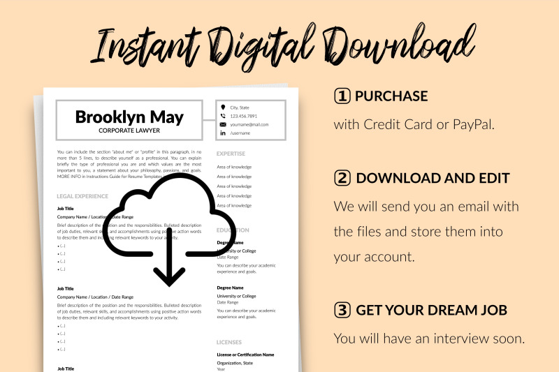 legal-resume-cv-template-for-microsoft-word-amp-apple-pages-brooklyn-may