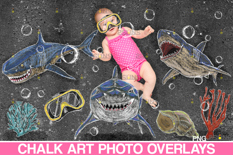 sidewalk-chalk-art-overlay-baby-shark-backdrop-and-beach