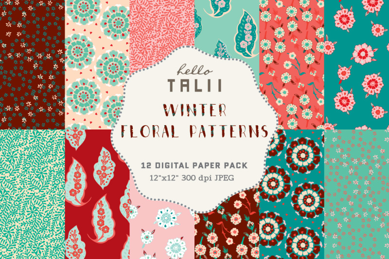 winter-florals-digital-paper
