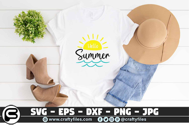 Hello summer SVG sunset SVG Cut file, Waves SVG, Beach time SVG By ...