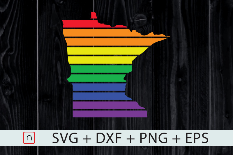 Minnesota State-Map Rainbow-LGBT Pride DXF File Include