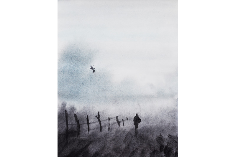 watercolor-nature-and-landscape-with-lonely-human-and-bird