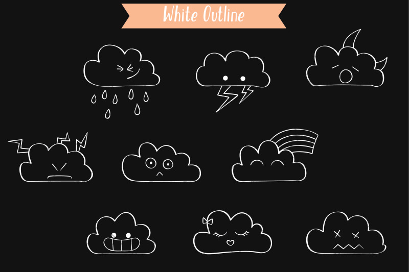 clouds-white-kawaii-hand-drawn-weather-rainbow-moon-lightning