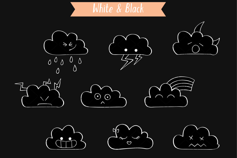 clouds-white-kawaii-hand-drawn-weather-rainbow-moon-lightning