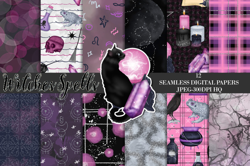 witch-halloween-digital-papers-halloween-backgrounds-spooky-patterns
