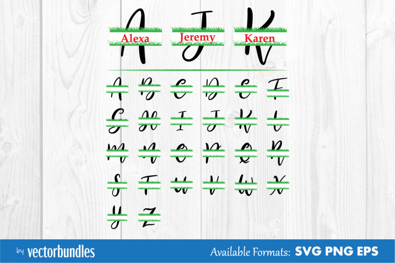 alphabet-grass-monogram-split-svg
