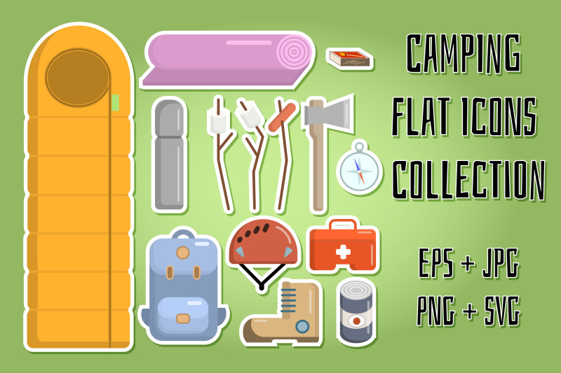camping-flat-icons-collection