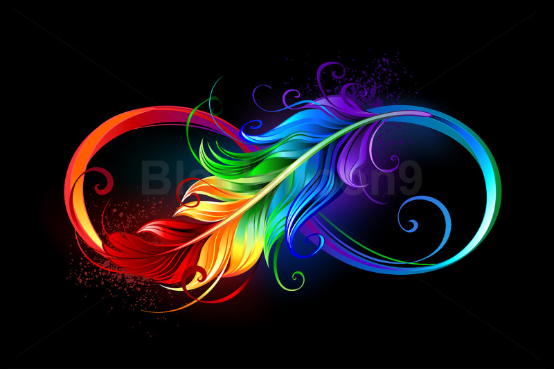 infinity-with-rainbow-feather-on-black-background
