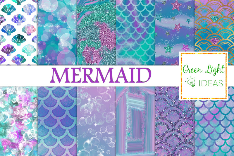 mermaid-digital-papers-undersea-backgrounds-fantasy-iridiscent-foil