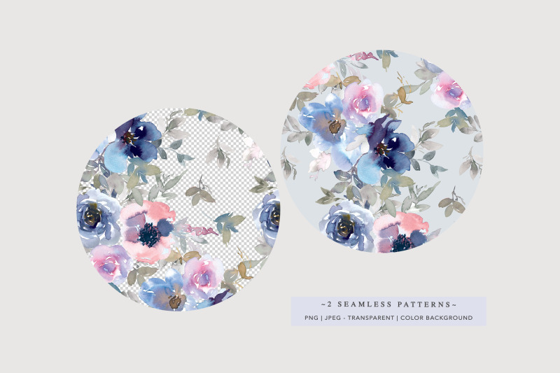 indigo-and-pink-watercolor-floral-clipart-set