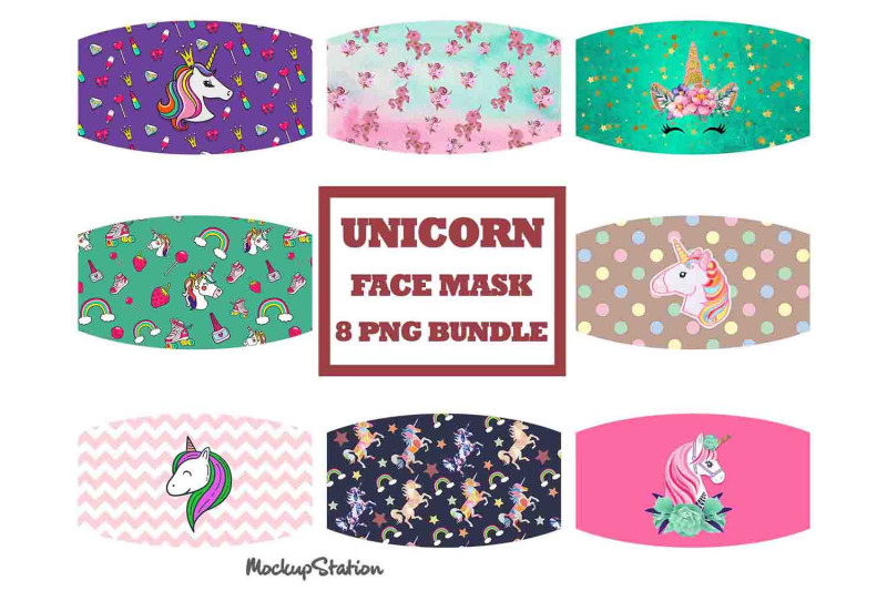 unicorn-face-mask-sublimation-designs-bundle-kids-face-cover-png