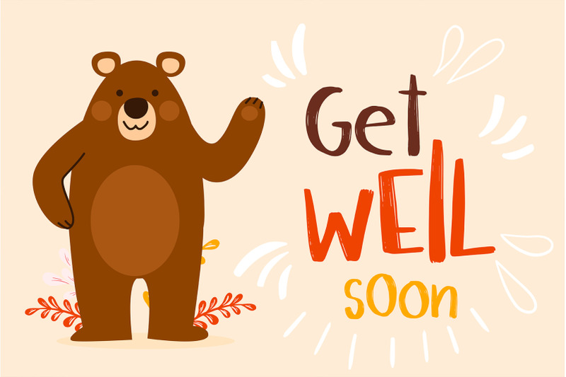 bear-in-jungle-kawaii-handwritten-font