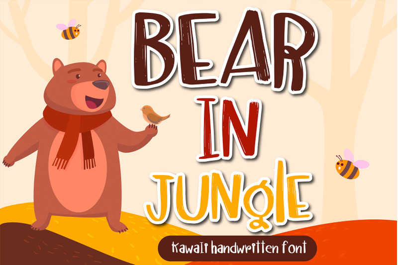 bear-in-jungle-kawaii-handwritten-font