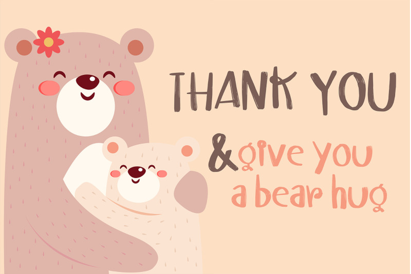 bear-in-jungle-kawaii-handwritten-font