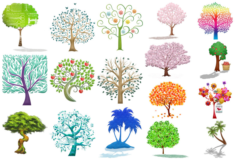 tree-variety-clipart-watercolor-glitter-etc