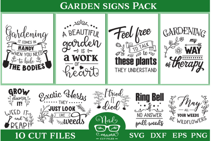 Garden Signs Cut Files Pack Free SVG CUt Files