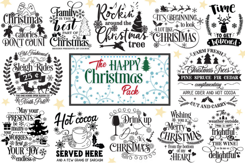 Happy Christmas Cut Files Pack - July PROMO!! Download