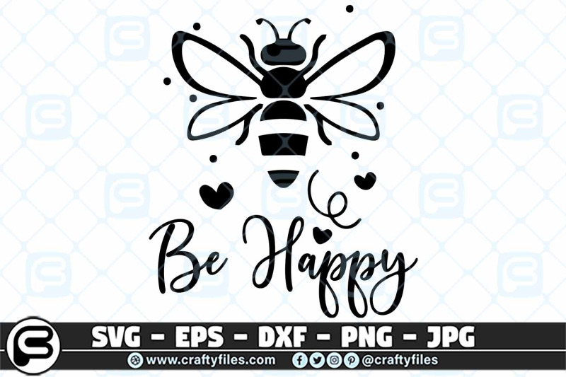 132-bee-happy-cute-bee-insect-svg-cut-file-bee-svg-be-happy-svg