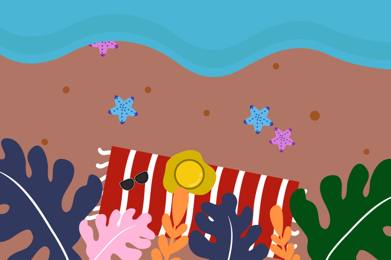 summer-flat-illustration-with-a-beach-vacation-view