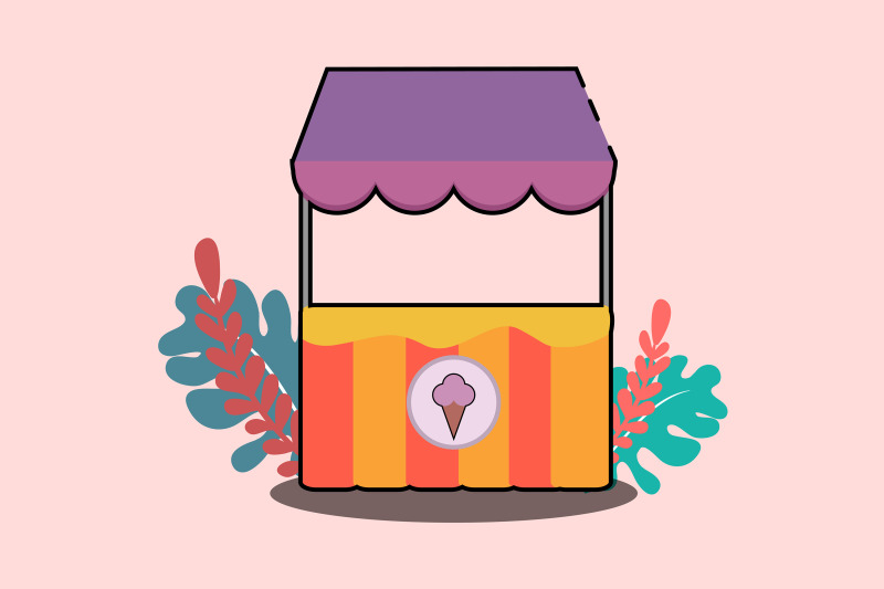 summer-icon-with-ice-cream-shop