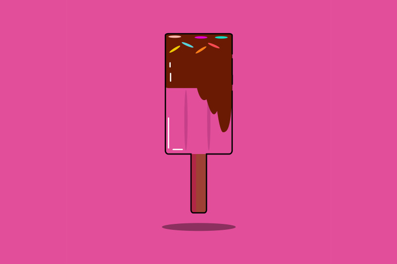 summer-icon-with-ice-cream-pink-brown-color