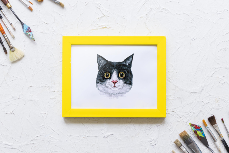 black-cats-watercolor-set-nbsp-cat-illustrations-cute-9-cats-nbsp
