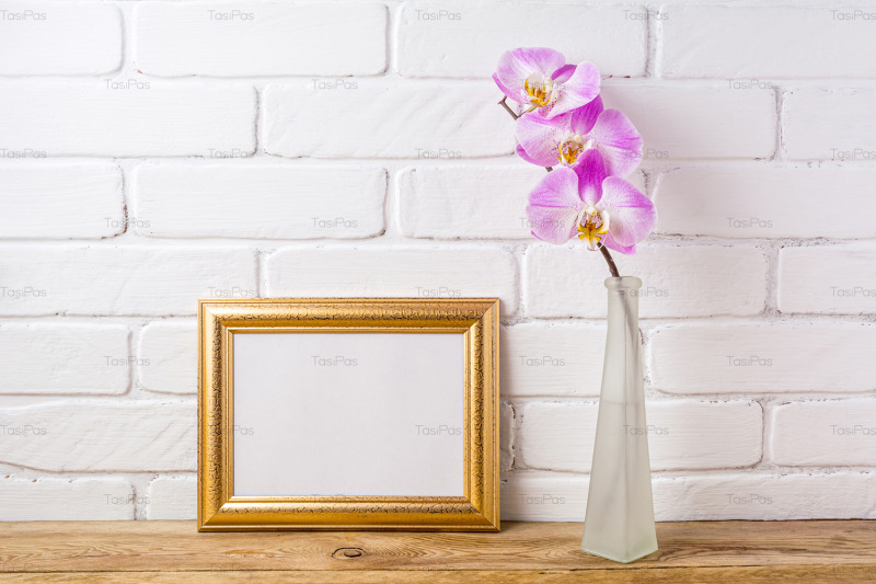 gold-decorated-landscape-frame-mockup-with-pink-orchid
