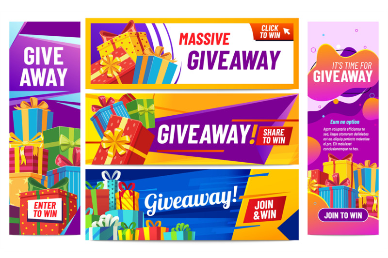 giveaway-colorful-banners-giving-gifts-present-boxes-with-ribbons-w