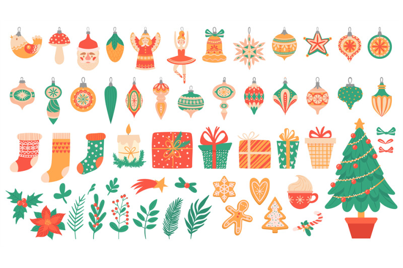 christmas-flat-elements-festive-trees-with-toys-and-garlands-gingerb