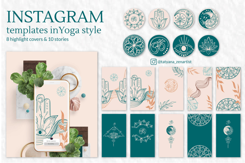 collection-of-instagram-templates-in-modern-yoga-art-style-vers-2