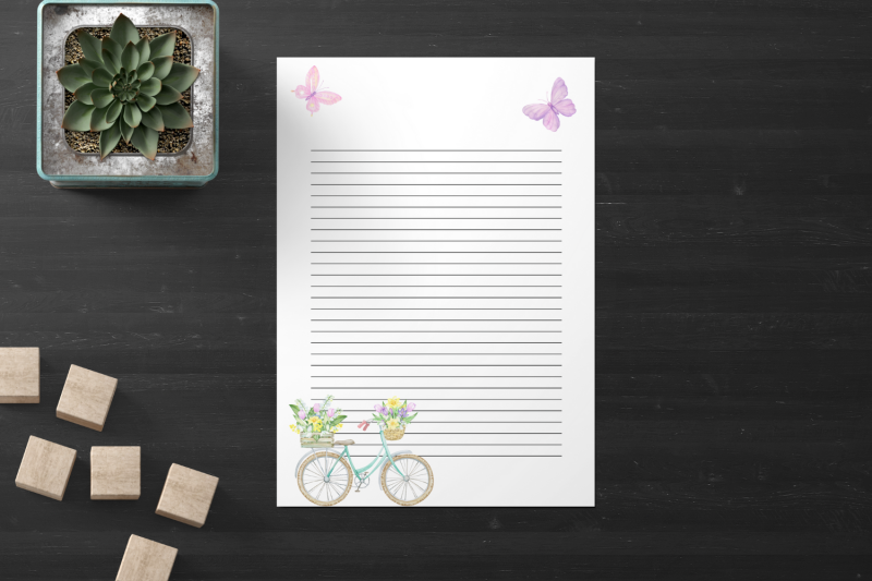 spring-bicycle-watercolor-wedding-invitation-papers-stationary-sheets