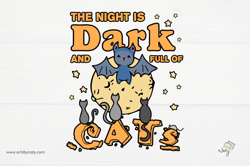 halloween-cute-bat-the-moon-and-cats-illustration-with-a-quote