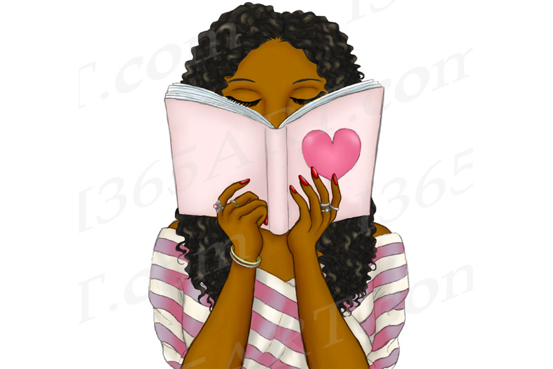 reading-girls-natural-hair-african-american-clipart-png