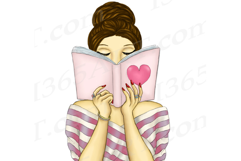 reading-girls-brunette-fashion-clipart-png