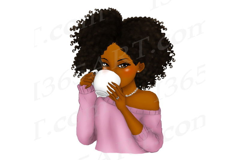 tea-sipping-girls-clipart-black-woman-illustrations