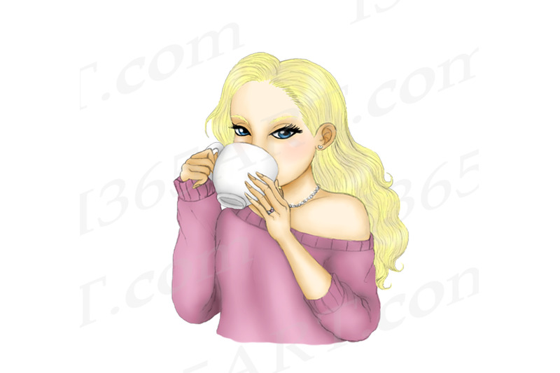 tea-sipping-girls-fashion-clipart-illustrations