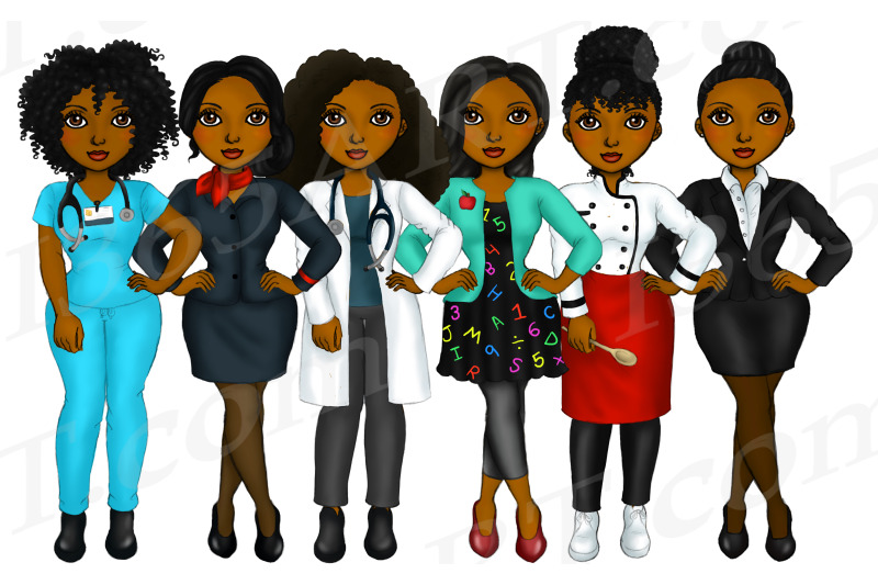 working-career-girls-african-american-jobs-clipart