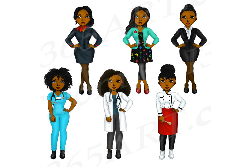 working-career-girls-african-american-jobs-clipart
