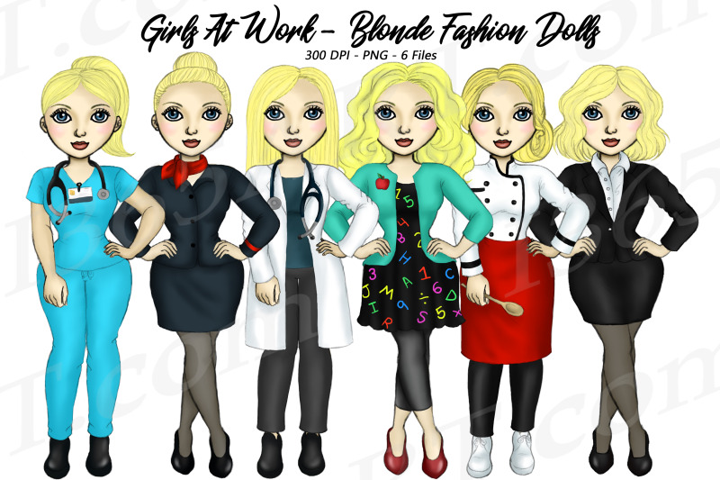 working-career-girls-blonde-jobs-clipart