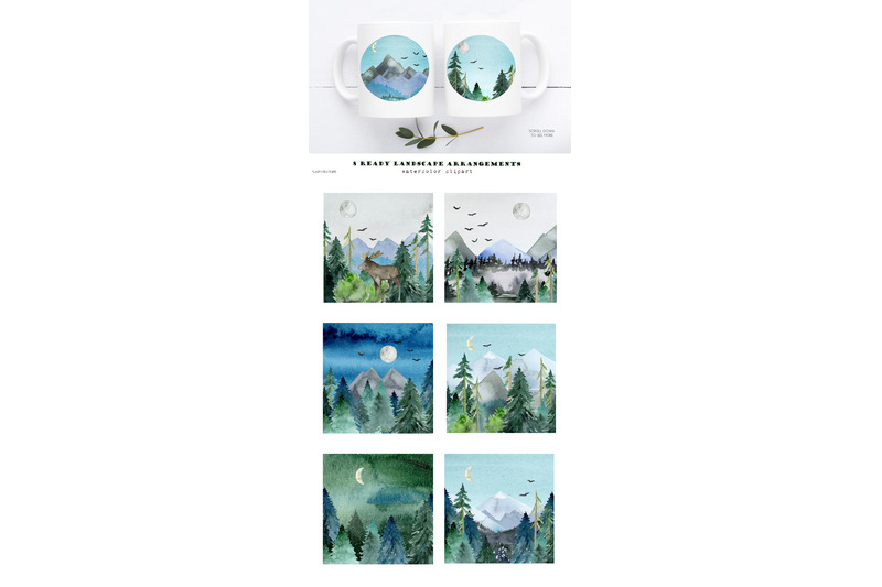 pine-mountains-forest-winter-watercolor-clipart