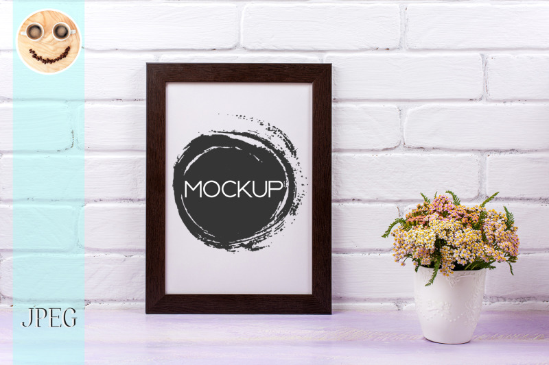 black-brown-poster-frame-mockup-with-pink-yarrow