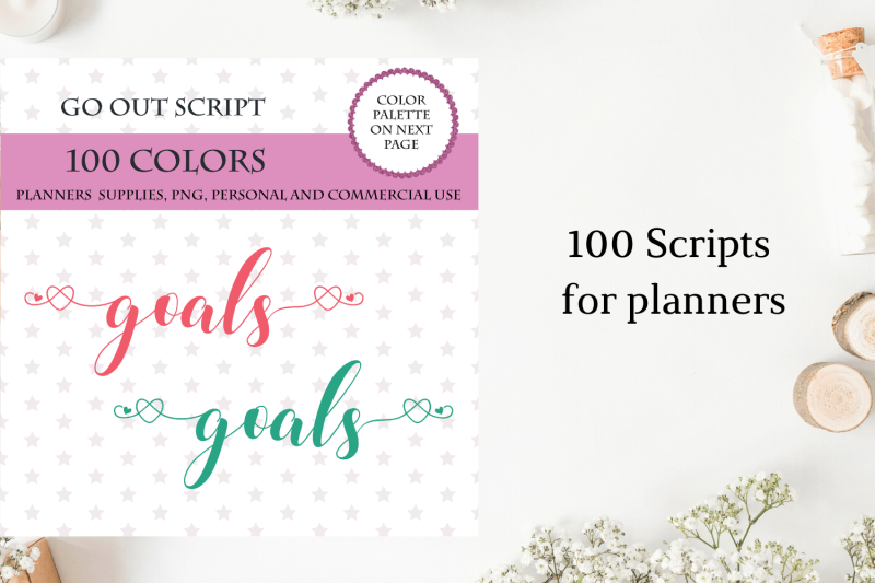 100-goals-font-clipart-planner-sticker-clipart