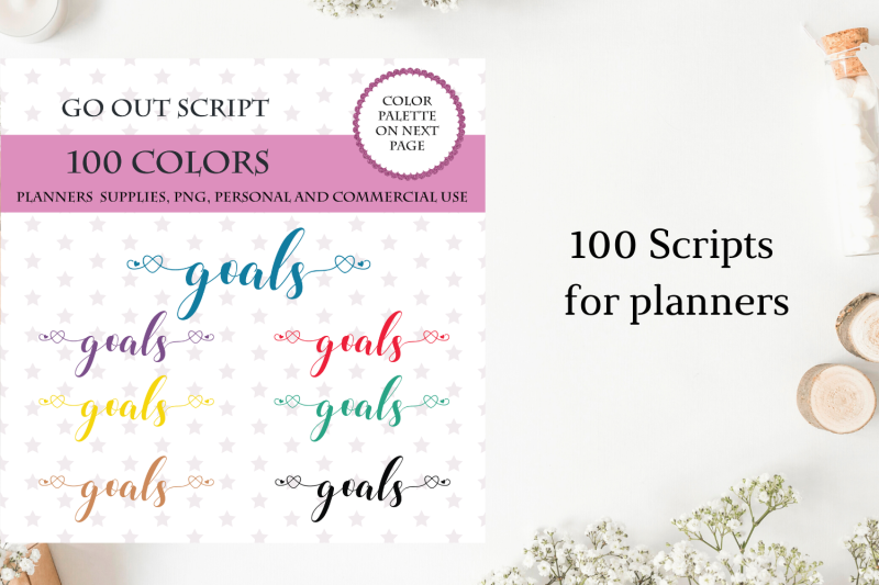100-goals-font-clipart-planner-sticker-clipart