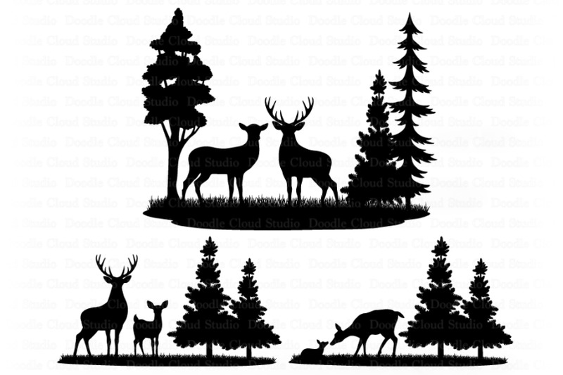 Download Deers Bundle SVG, Deer SVG Cut Files, Forest Deer Clipart, Landscape By Doodle Cloud Studio ...