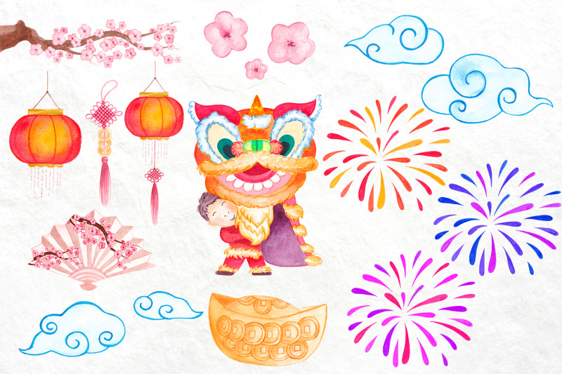 chinese-new-year-watercolor-clipart-chinese-dragon-lanterns-clouds