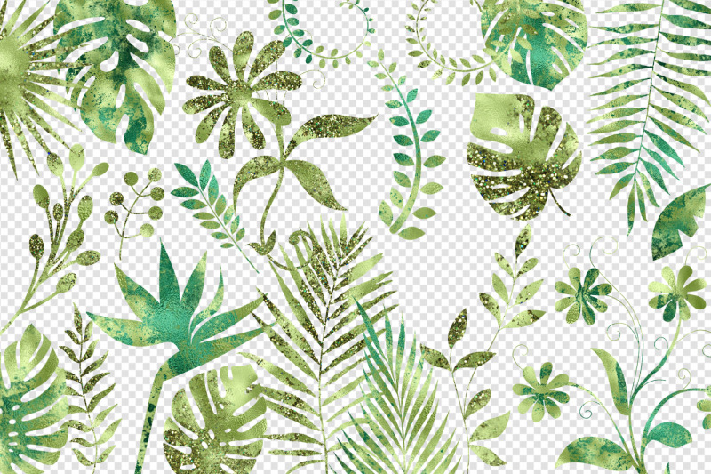 green-glam-tropical-leaves-clipart