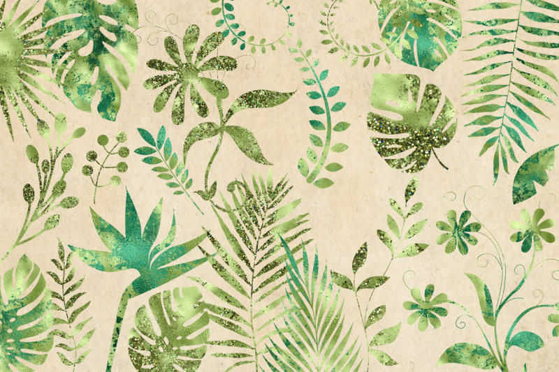 green-glam-tropical-leaves-clipart