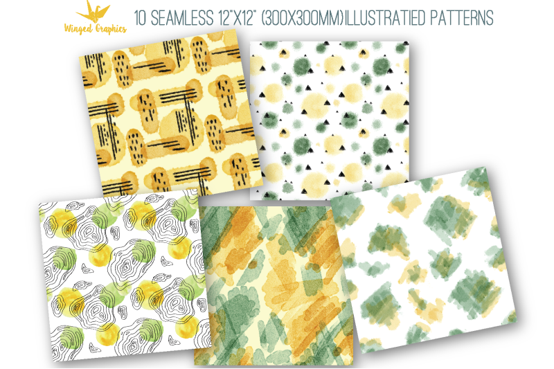 green-and-yellow-seamless-watercolor-patterns-surface-patterns-12-quot-x