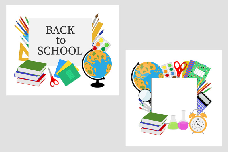 set-back-to-school-postcards-and-banners-vector